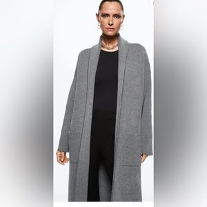 MANGO Oversized coat with pockets. Size XL. Dark heather grey.